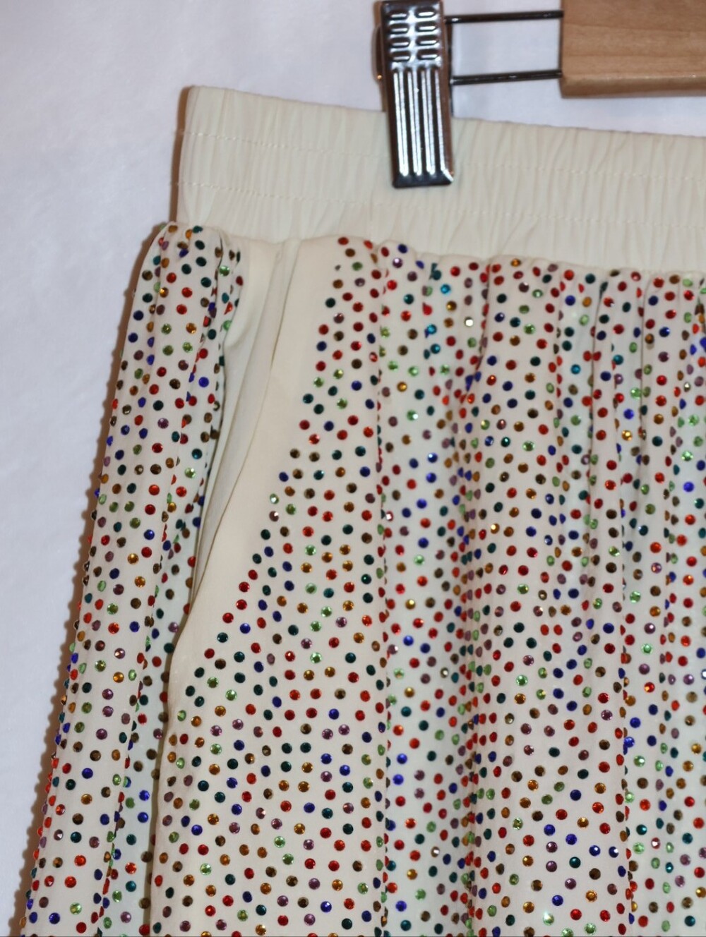 Queen Of Sparkles Gameday Cream Rhinestone Active Shorts. - Picture 6 of 12